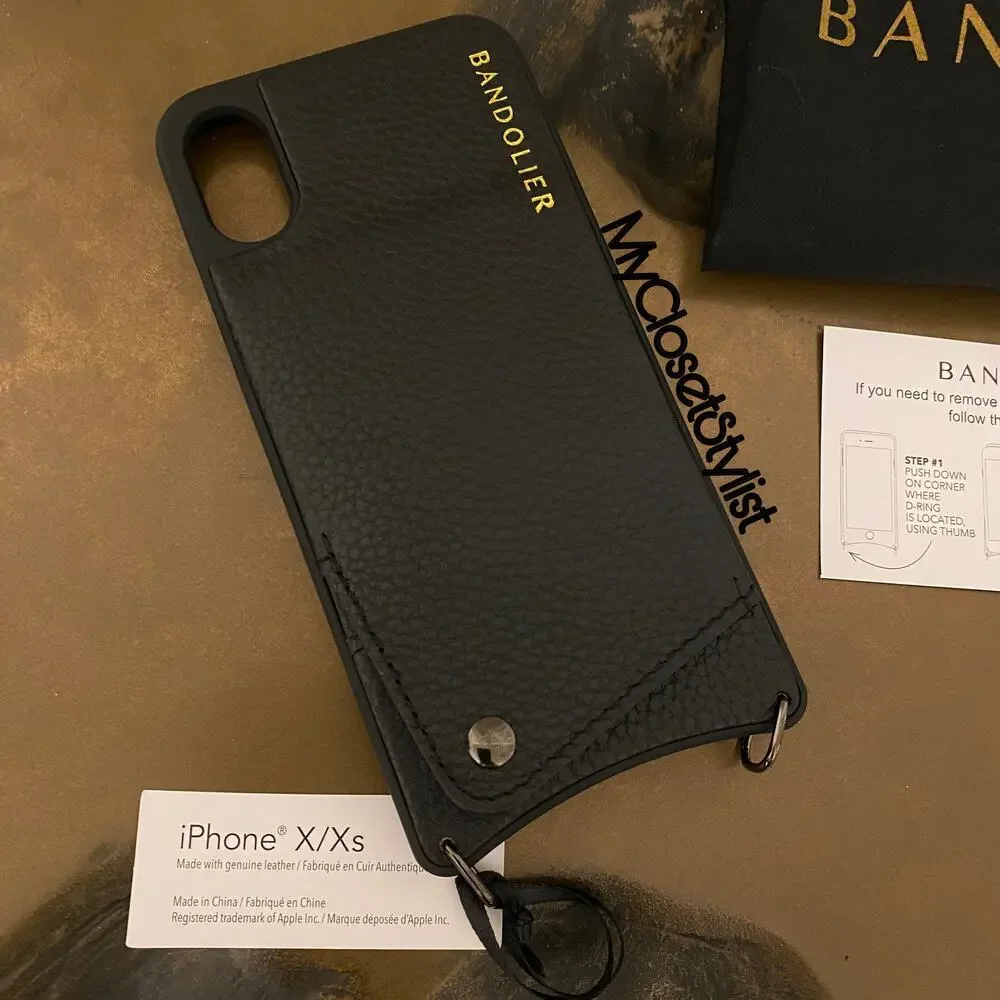 BANDOLIER Black Leather iPhone 10/10S Crossbody CASE NWT New with tags! UNISEX